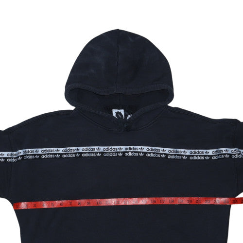 Adidas Womens Black 14 Pullover Hoodie Cotton Blend Logo Detail