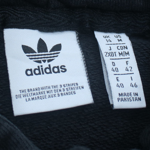 Adidas Womens Black 14 Pullover Hoodie Cotton Blend Logo Detail