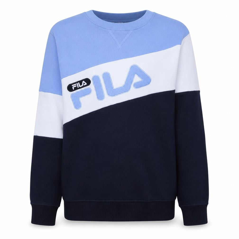 Fila Womens Blue Colourblock Logo Sweatshirt Size 14