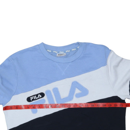 FILA Womens Blue Colourblock Logo Sweatshirt Size 14
