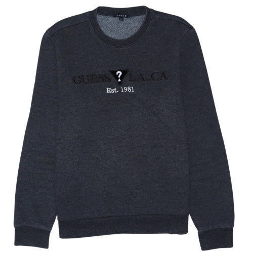 Guess Mens Grey Crew Neck Embroidered Logo Sweatshirt Size L
