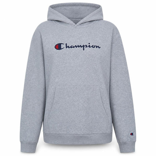 Champion Teens Grey Pullover Hoodie 2XL Logo Embroidered Cotton Blend
