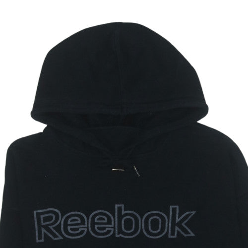 Reebok Men’s Black Pullover Hoodie L Regular Fit Fleece Sportswear