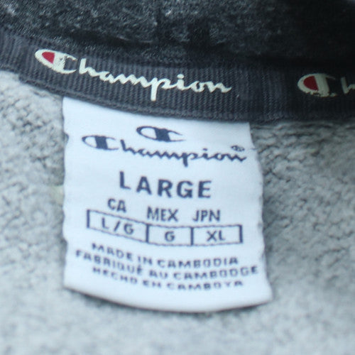 Champion Men's Grey Logo Pullover Hoodie Size L