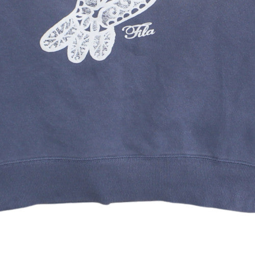 Fila Womens Blue Cotton Blend Pullover Sweatshirt Size L Graphic Bird Print
