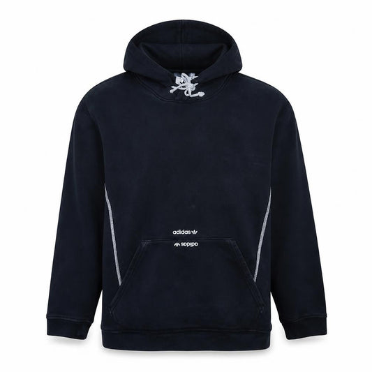 Adidas Women Black Pullover Hoodie L Cotton Blend Hooded Sweatshirt