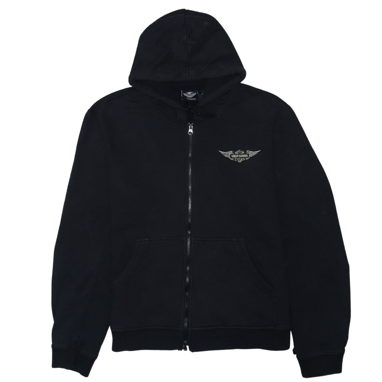 Harley-Davidson Men’s Black Full Zip Hooded Leather & Cotton XL Hoodie