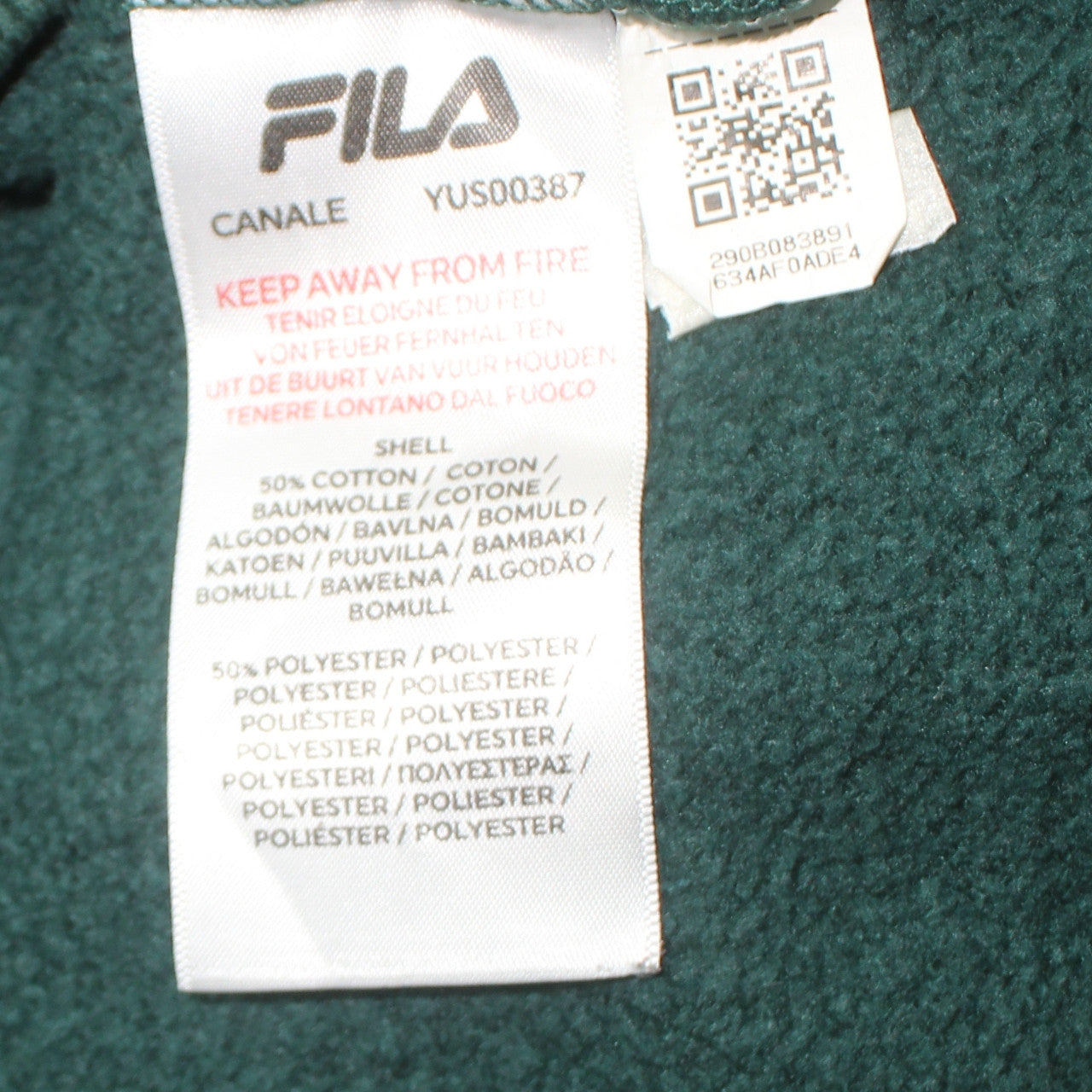 Fila Men's Green Pullover Hoodie Sweatshirt Size M