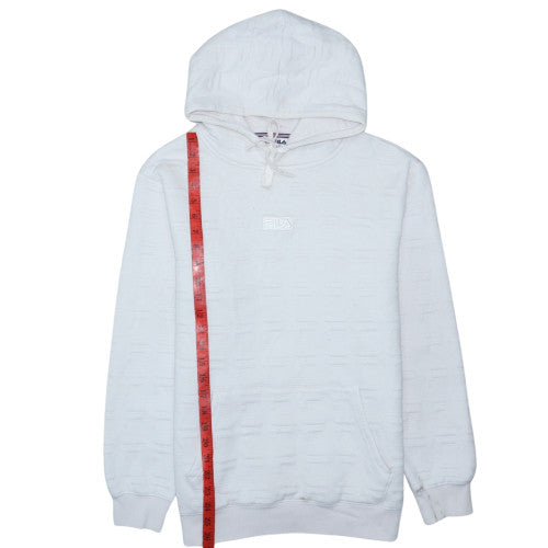 FILA Men’s White Pullover Hoodie S Logo Cotton Blend Sportswear