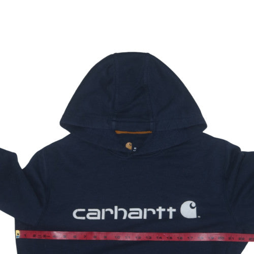 Carhartt Men Blue Pullover Hoodie M Relaxed Fit Logo Sweatshirt