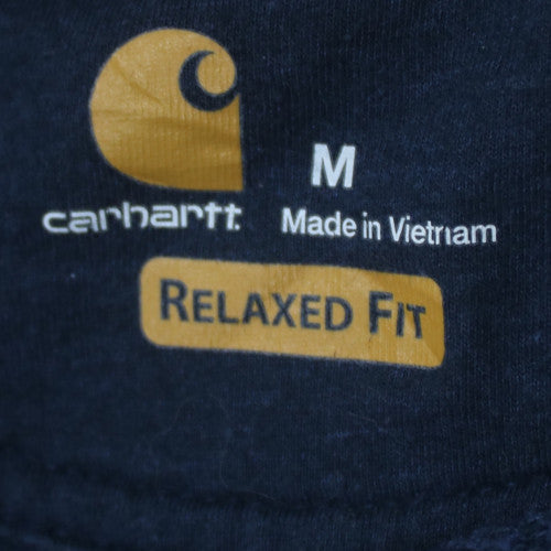 Carhartt Men Blue Pullover Hoodie M Relaxed Fit Logo Sweatshirt