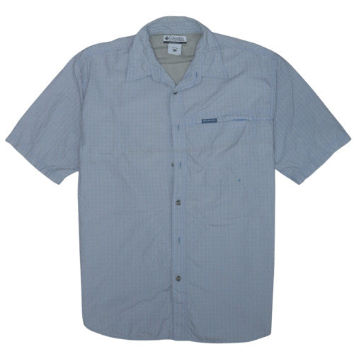 Columbia Men's Blue XL Short Sleeve Check Button-Up Casual Shirt