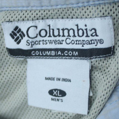 Columbia Men's Blue XL Short Sleeve Check Button-Up Casual Shirt