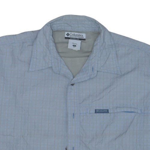 Columbia Men's Blue XL Short Sleeve Check Button-Up Casual Shirt