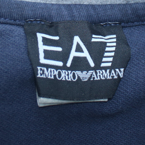 Emporio Armani EA7 Women's Blue Pullover Hoodie Size M Rhinestone Logo