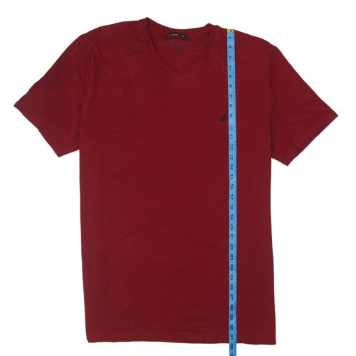 Nautica Men's Red V-Neck Short Sleeve 2XL Cotton Stretch T-Shirt