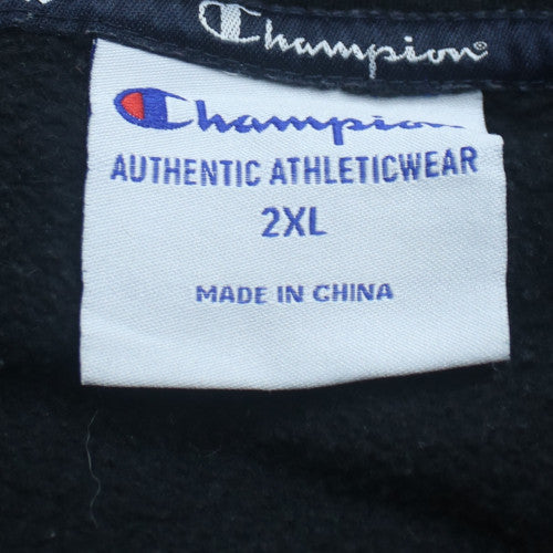 Champion Mens Black 2XL Pullover Hoodie with Logo Print