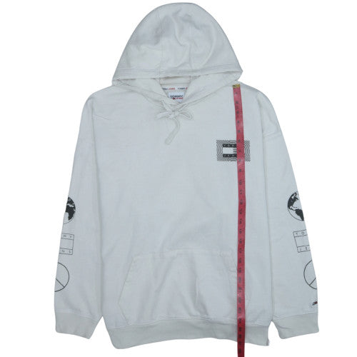 Tommy Jeans Men's White XL Pullover Hoodie with Graphic Print