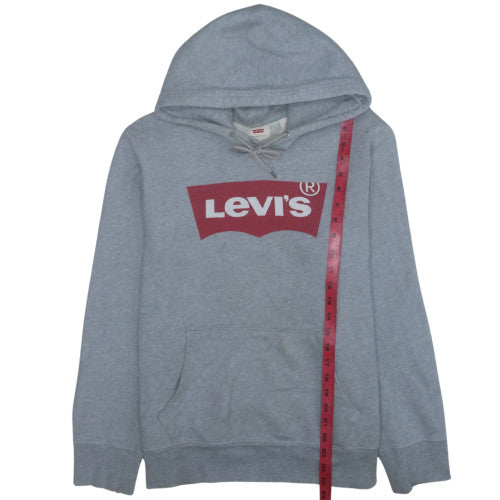 Levi's Mens Grey Medium Pullover Hoodie Sweatshirt Logo Cotton