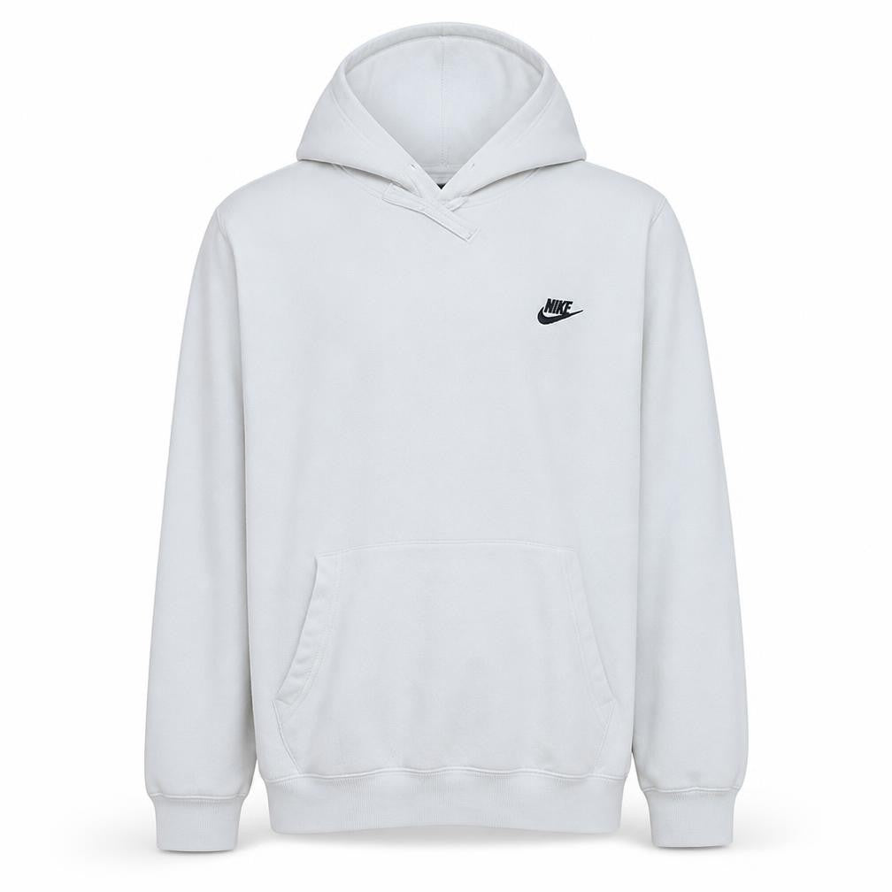 Nike Men's White Pullover Hoodie L Logo Fleece Sweatshirt