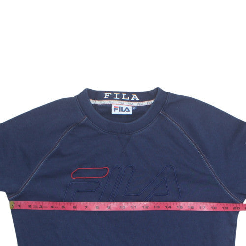 FILA Women's Navy Blue Logo Pullover Sweatshirt M