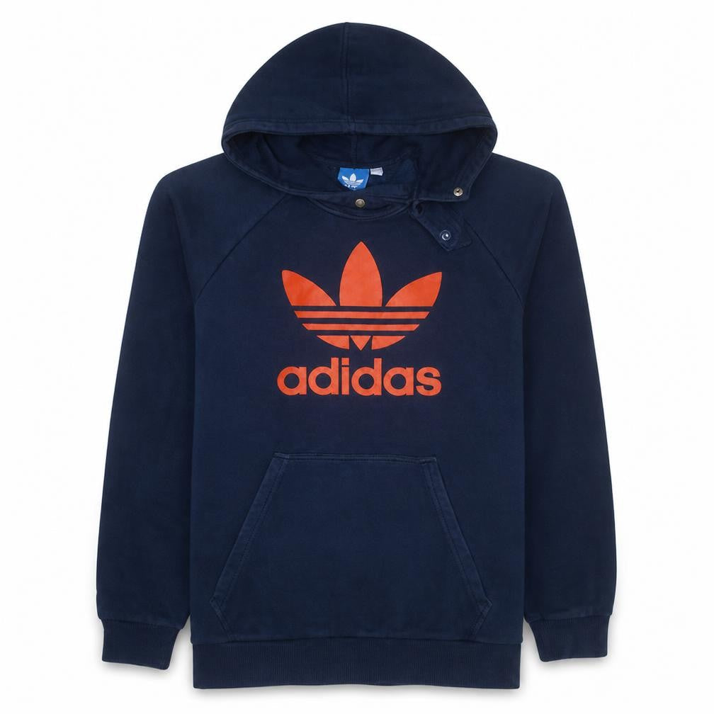Adidas Men's Blue Pullover Hoodie L Logo Fleece Sweatshirt