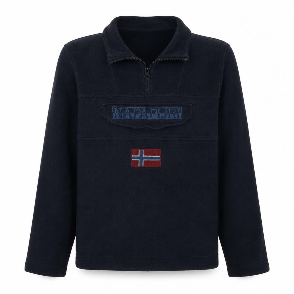 Napapijri Men’s Blue 1/4 Zip Embroidered Flag Sweatshirt M