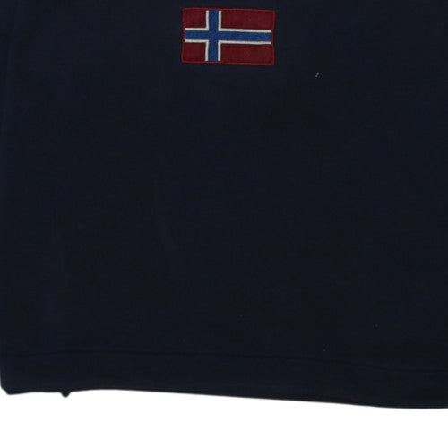 Napapijri Men’s Blue 1/4 Zip Embroidered Flag Sweatshirt M