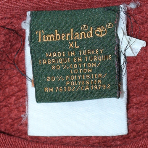 Timberland Men's Red XL Crew Neck Embroidered Pullover Sweatshirt