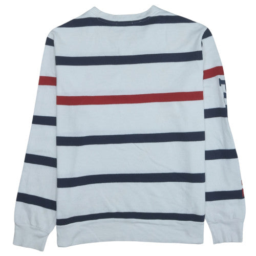Polo Ralph Lauren Men's White Striped Long Sleeve Crew Sweatshirt L