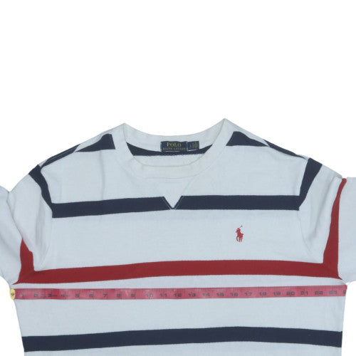 Polo Ralph Lauren Men's White Striped Long Sleeve Crew Sweatshirt L