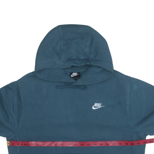 Nike Men Blue Pullover Fleece Hoodie S Regular Fit Logo Drawstring