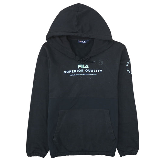 Fila Womens Black Pullover Hoodie L Cotton Blend Sweatshirt
