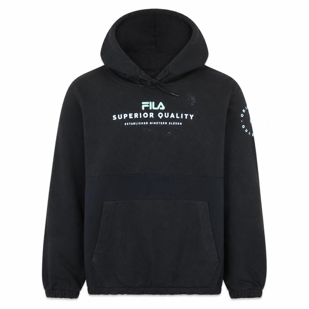 Fila Womens Black Pullover Hoodie L Cotton Blend Sweatshirt