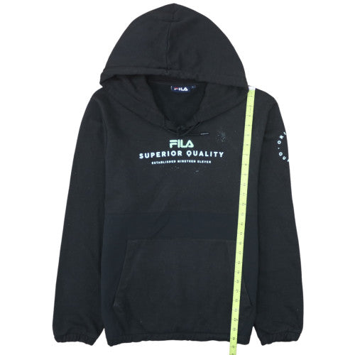 Fila Womens Black Pullover Hoodie L Cotton Blend Sweatshirt