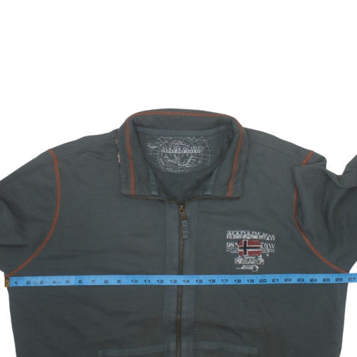 Napapijri Men's Green 3XL Full Zip Embroidered Sweatshirt