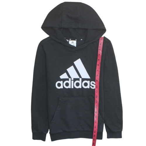 Adidas Boys Black Pullover Hoodie 9-10 Years Cotton Blend Sweatshirt