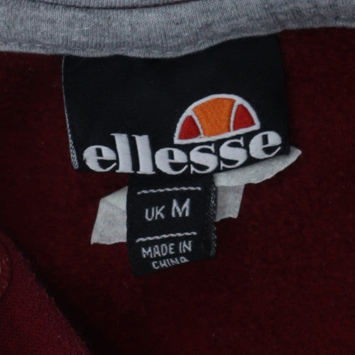 Ellesse Mens Red Pullover Hoodie M Fleece Logo Sportswear