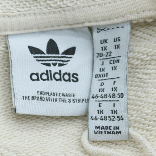 Adidas Womens White Pullover Hoodie Size 20-22 Plus Cotton Blend