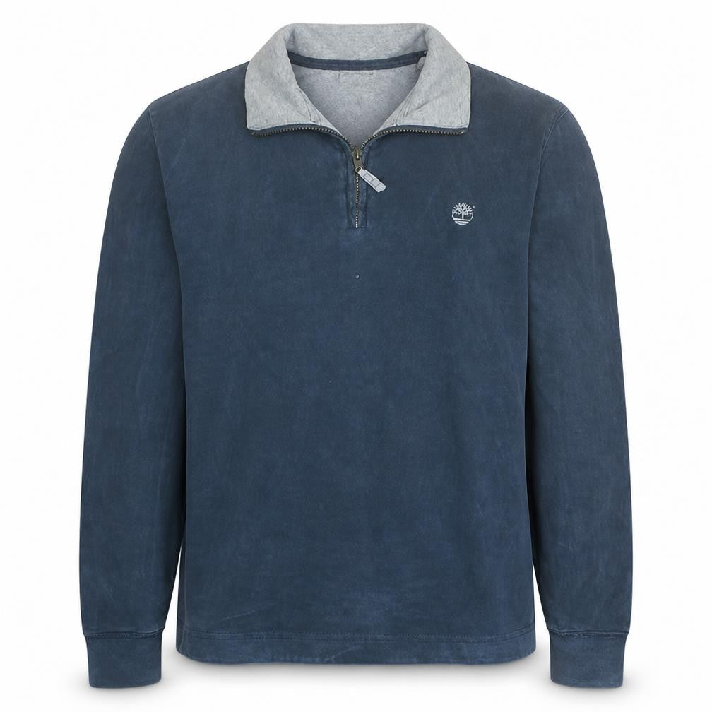 Timberland Men's Blue 1/4 Zip Collared Regular Fit Sweatshirt M