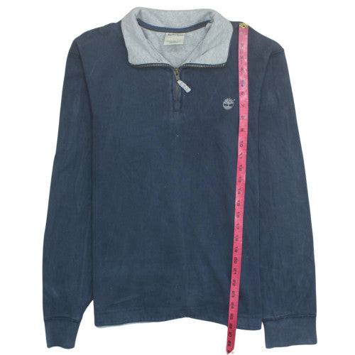Timberland Men's Blue 1/4 Zip Collared Regular Fit Sweatshirt M