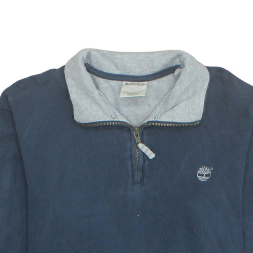 Timberland Men's Blue 1/4 Zip Collared Regular Fit Sweatshirt M