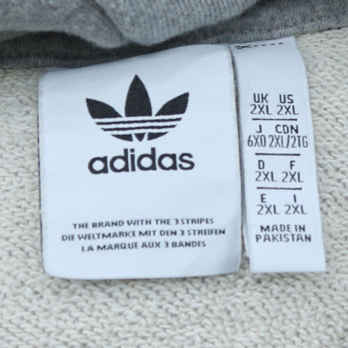 Adidas Men's Grey Pullover Hoodie 2XL Regular Fit Fleece