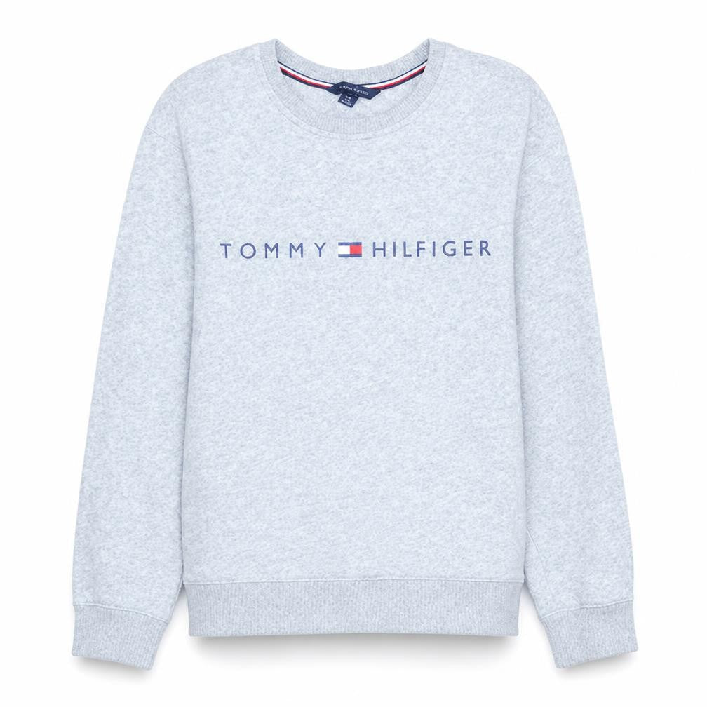 Tommy Hilfiger Women Grey Logo Crew Neck Pullover Sweatshirt S