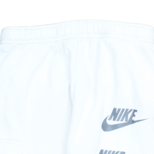 Nike Men's White Jogger Cargo Sweatpants S Logo Fleece