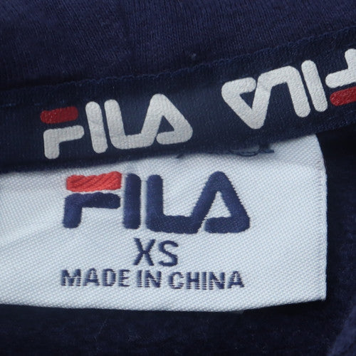 FILA Womens Navy Blue Pullover Hoodie XS Cotton Blend