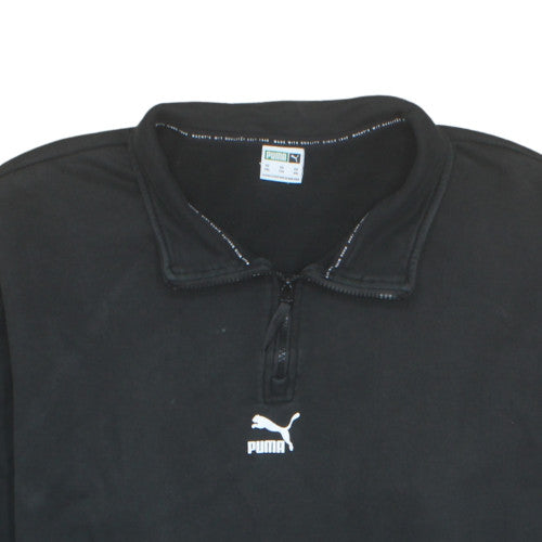 Puma Men Black 2XL 1/4 Zip Fleece Sweatshirt Sports Top