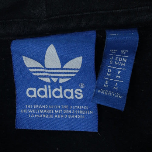 Adidas Mens Black Pullover Hoodie Medium Graphic Logo Fleece
