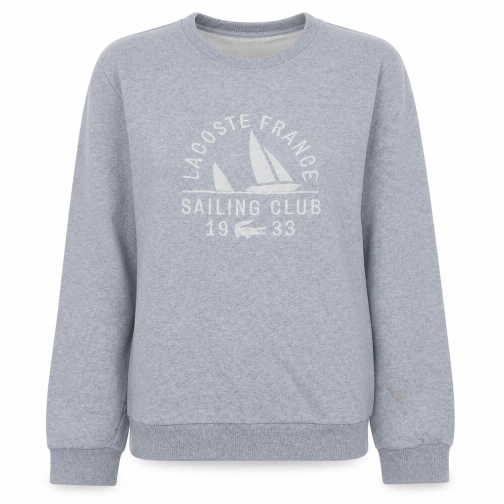 Lacoste Womens Grey Sailing Club Crew Neck Sweatshirt Size 12