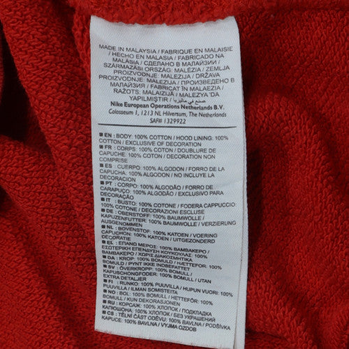 Nike Men's Red Pullover Hoodie M Cotton Graphic Logo Sportswear